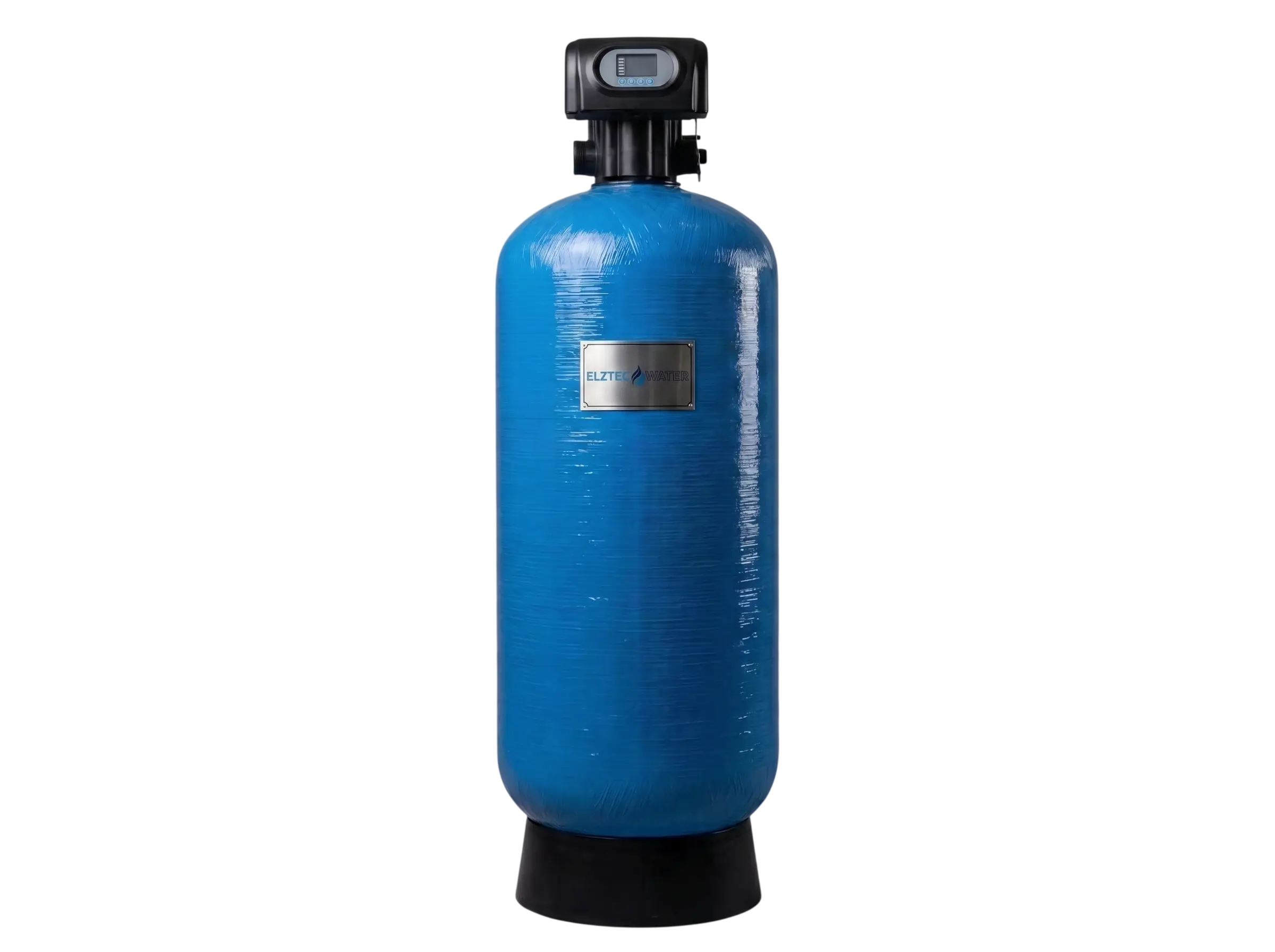 Elztec Water marka, otomatik valfli endüstriyel su yumuşatma tankı ve FRP filtrasyon ünitesi.